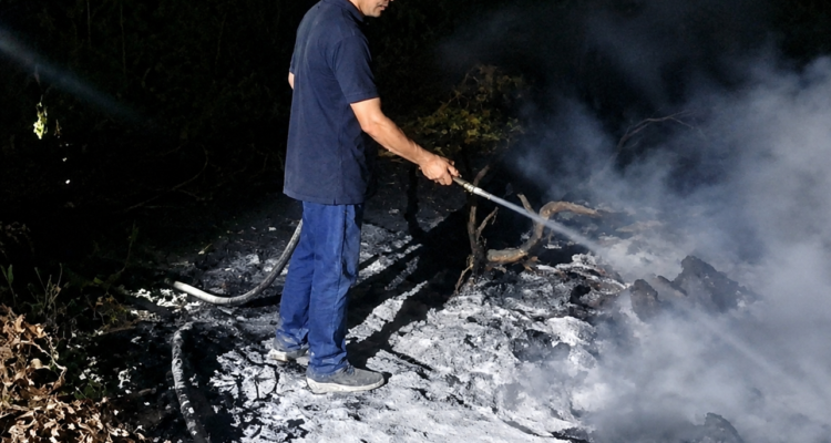 Rektor Universitas Palangka Raya Prof. Dr. Ir. Salampak, M.S., IPU, ikut memadamkan kebakaran hutan dan lahan di Palangka Raya hingga malam hari.