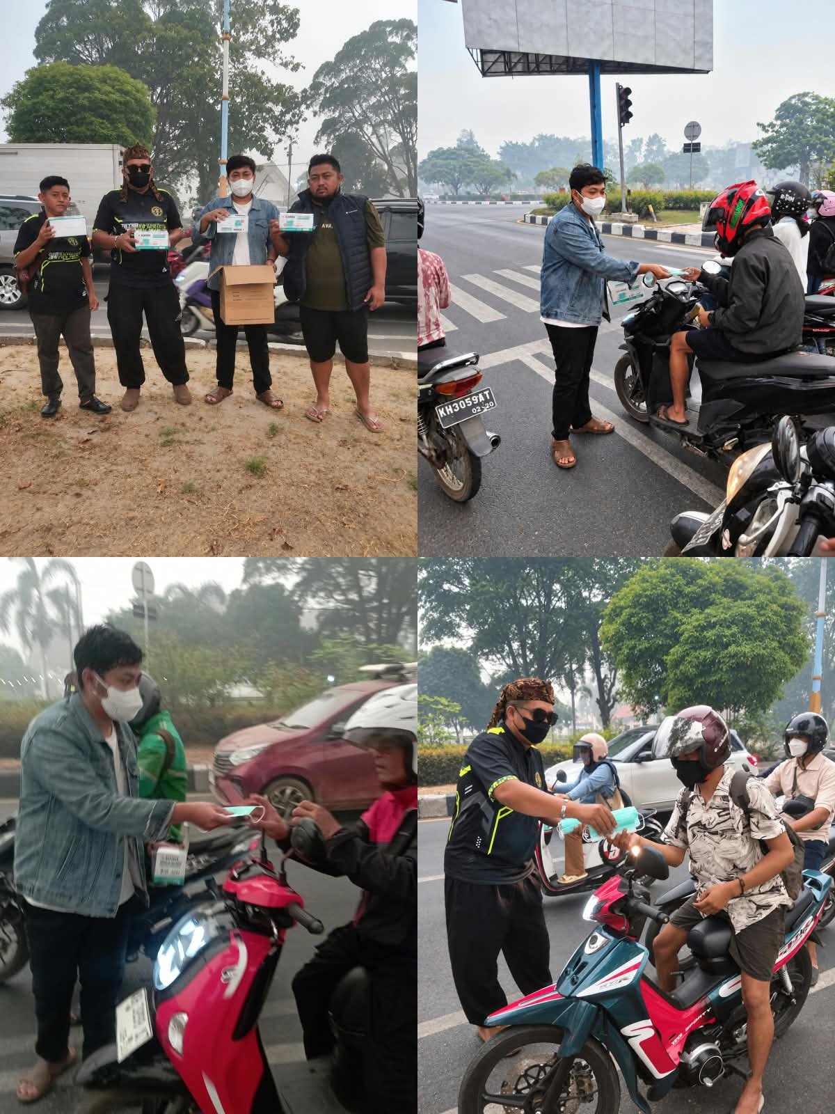 Relawan Perisai Demokrasi Bangsa (PDB) Provinsi Kalimantan Tengah bersama Relawan Habar Kalimantan Tengah (HKT) turun langsung ke tengah masyarakat dengan membagikan 500 masker gratis di Bundaran Kecil, Kota Palangka Raya, Minggu (11/10/2026).